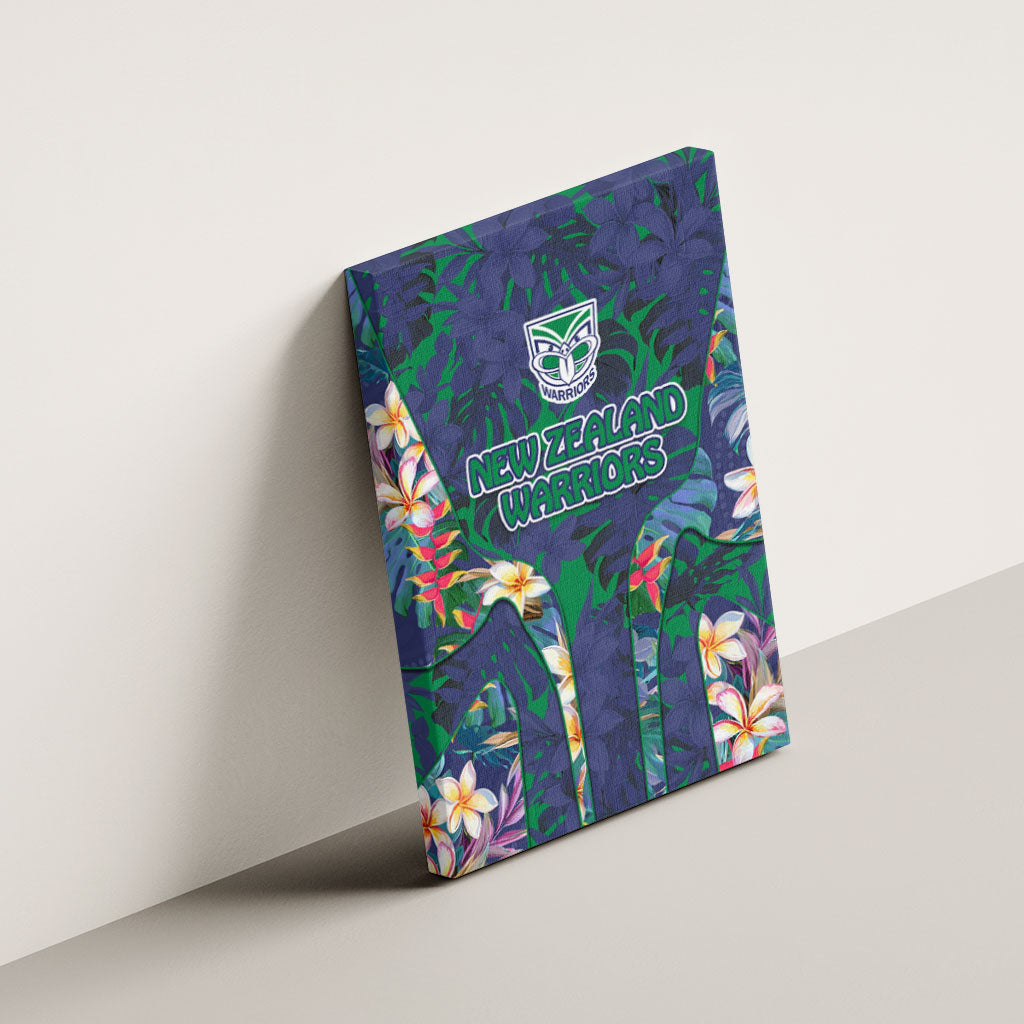 New Zealand Warriors Canvas Wall Art Tropical Polynesian Floral Pattern With Green And Blue Accents