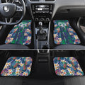 New Zealand Warriors Car Mats Tropical Polynesian Floral Pattern With Green And Blue Accents