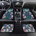 New Zealand Warriors Car Mats Tropical Polynesian Floral Pattern With Green And Blue Accents