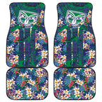 New Zealand Warriors Car Mats Tropical Polynesian Floral Pattern With Green And Blue Accents