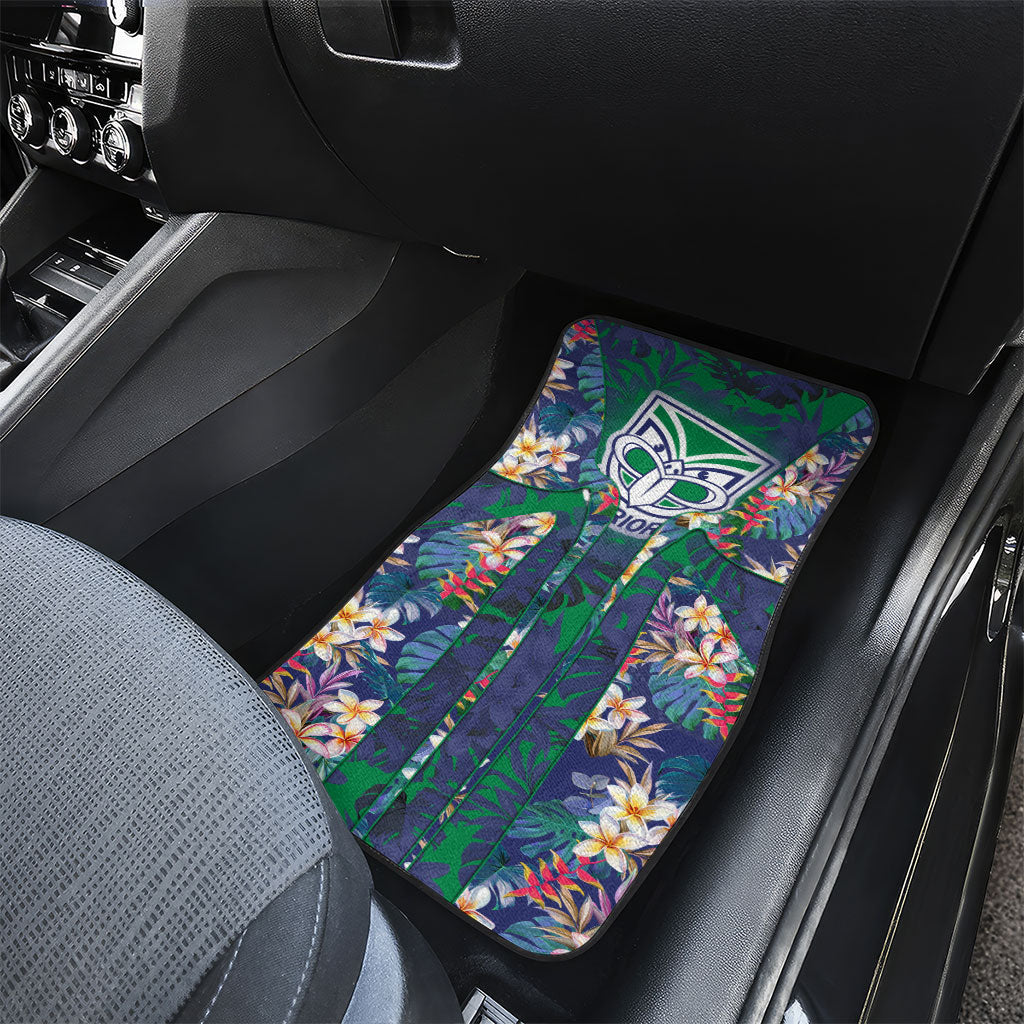 New Zealand Warriors Car Mats Tropical Polynesian Floral Pattern With Green And Blue Accents
