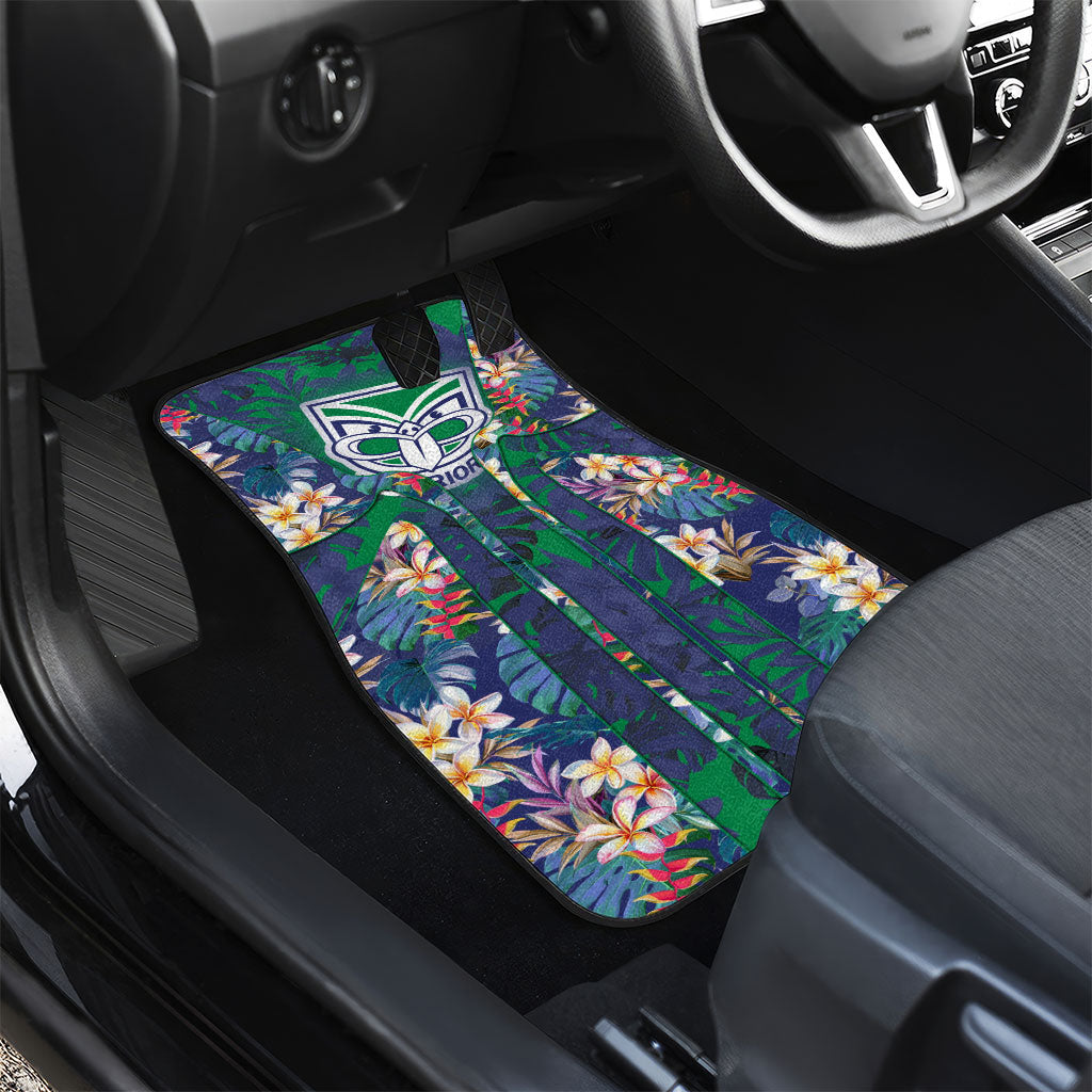 New Zealand Warriors Car Mats Tropical Polynesian Floral Pattern With Green And Blue Accents
