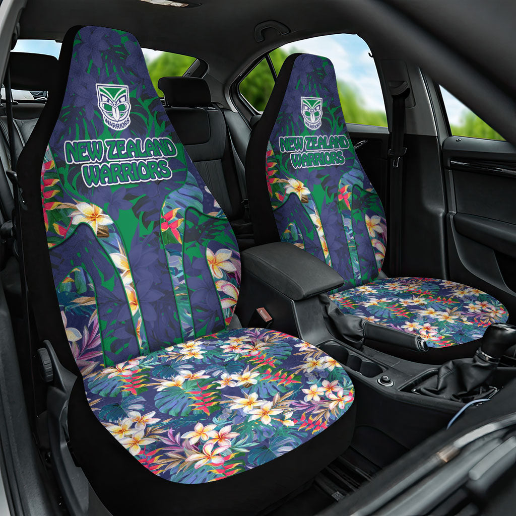 New Zealand Warriors Car Seat Cover Tropical Polynesian Floral Pattern With Green And Blue Accents