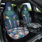 New Zealand Warriors Car Seat Cover Tropical Polynesian Floral Pattern With Green And Blue Accents
