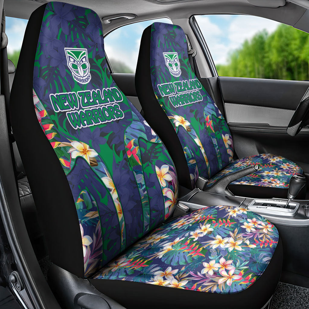 New Zealand Warriors Car Seat Cover Tropical Polynesian Floral Pattern With Green And Blue Accents