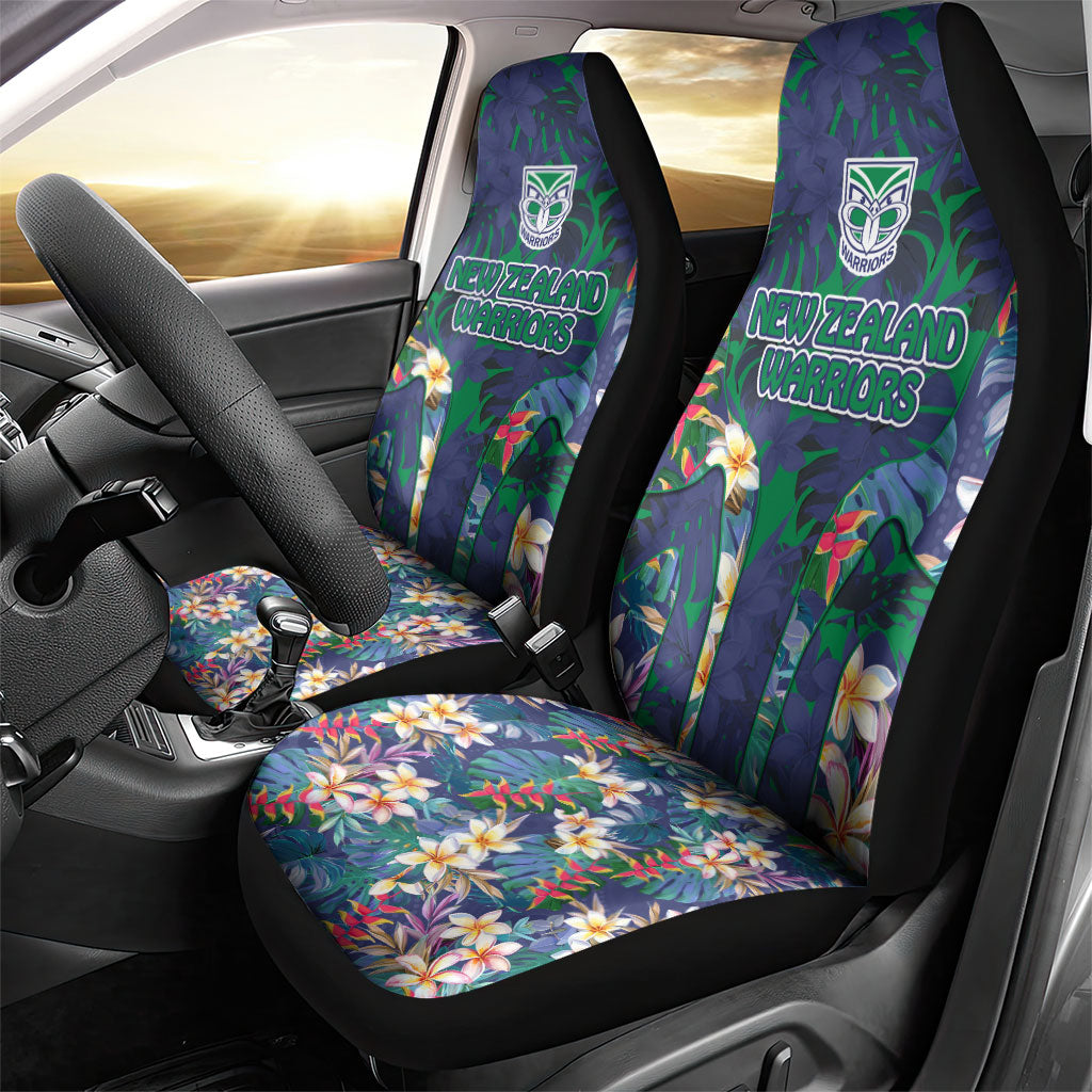 New Zealand Warriors Car Seat Cover Tropical Polynesian Floral Pattern With Green And Blue Accents