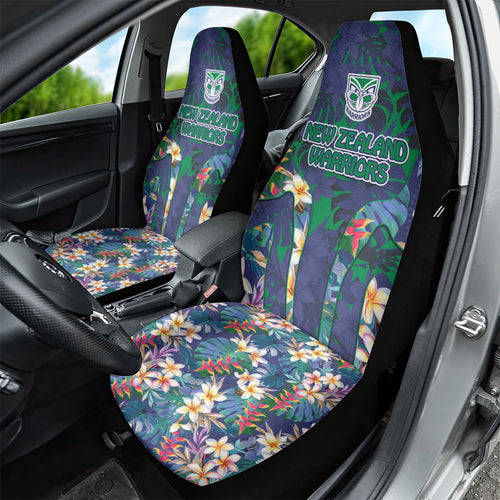 New Zealand Warriors Car Seat Cover Tropical Polynesian Floral Pattern With Green And Blue Accents