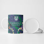 New Zealand Warriors Ceramic Mug Tropical Polynesian Floral Pattern With Green And Blue Accents