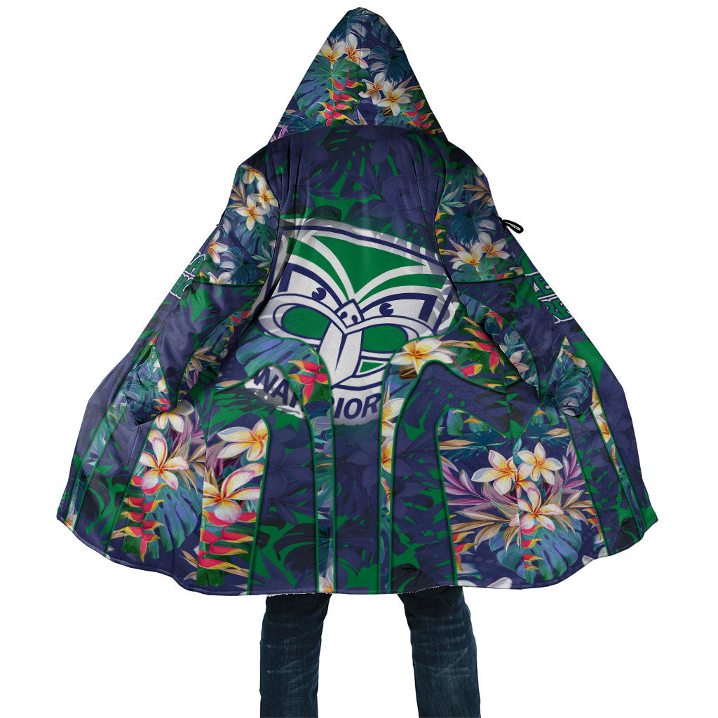 New Zealand Warriors Cloak Tropical Polynesian Floral Pattern With Green And Blue Accents