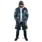 New Zealand Warriors Cloak Tropical Polynesian Floral Pattern With Green And Blue Accents