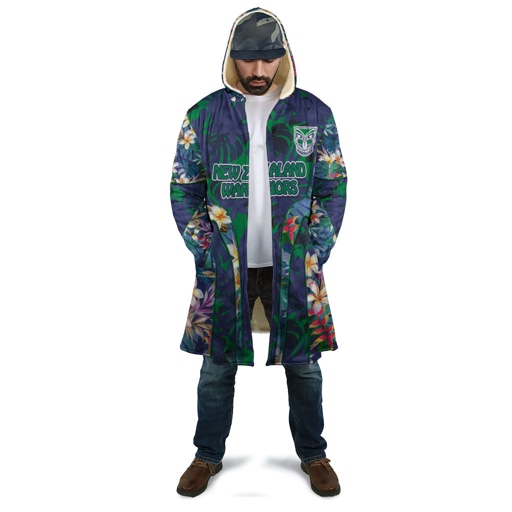 New Zealand Warriors Cloak Tropical Polynesian Floral Pattern With Green And Blue Accents