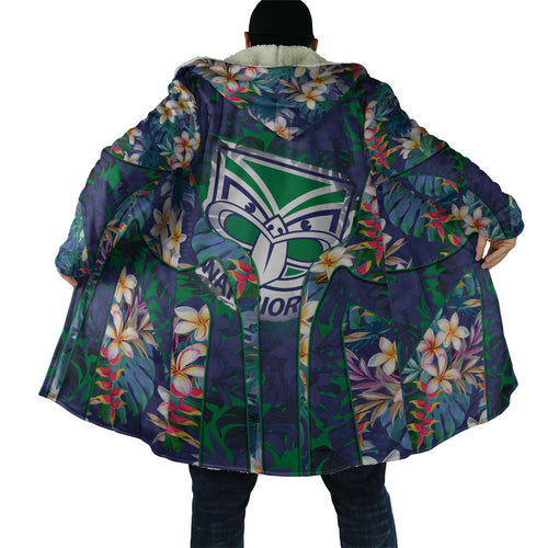 New Zealand Warriors Cloak Tropical Polynesian Floral Pattern With Green And Blue Accents