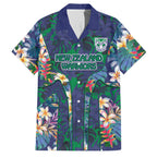 New Zealand Warriors Family Matching Mermaid Dress and Hawaiian Shirt Tropical Polynesian Floral Pattern With Green And Blue Accents
