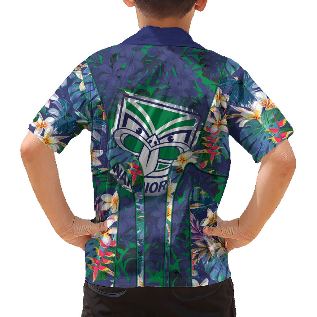 New Zealand Warriors Family Matching Off Shoulder Maxi Dress and Hawaiian Shirt Tropical Polynesian Floral Pattern With Green And Blue Accents
