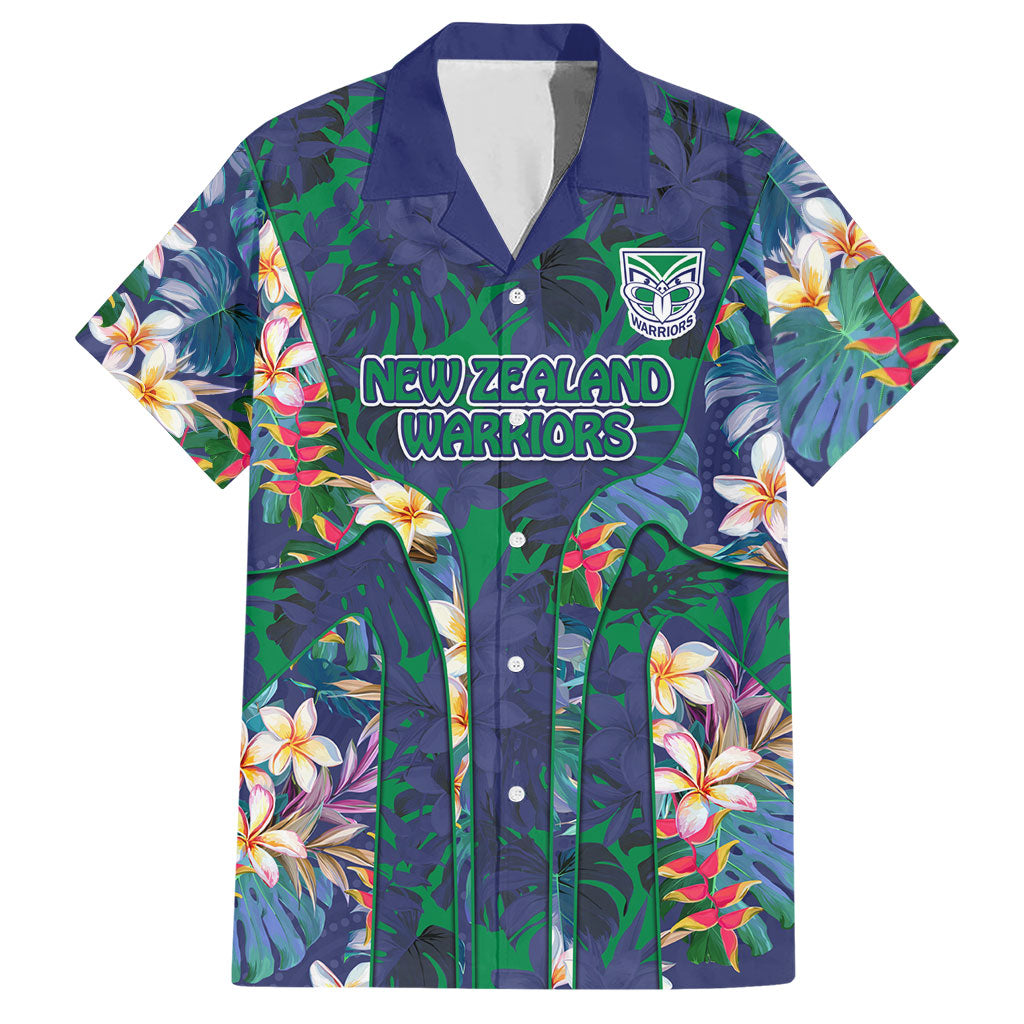 New Zealand Warriors Hawaiian Shirt Tropical Polynesian Floral Pattern With Green And Blue Accents