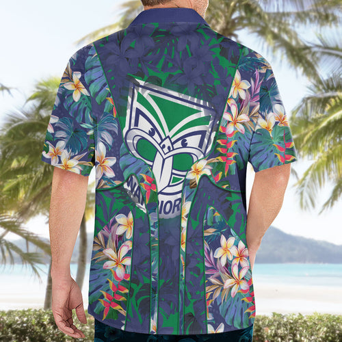 New Zealand Warriors Hawaiian Shirt Tropical Polynesian Floral Pattern With Green And Blue Accents