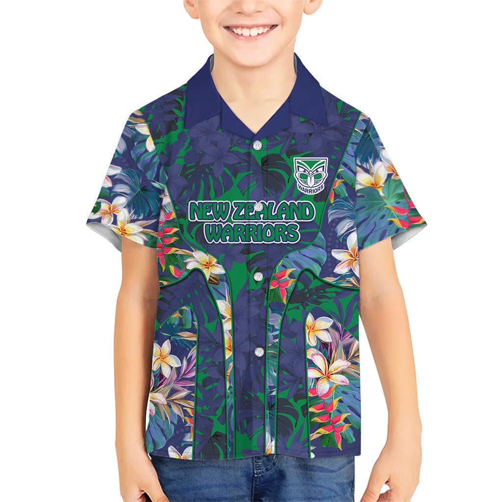 New Zealand Warriors Hawaiian Shirt Tropical Polynesian Floral Pattern With Green And Blue Accents