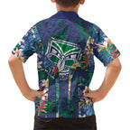 New Zealand Warriors Hawaiian Shirt Tropical Polynesian Floral Pattern With Green And Blue Accents