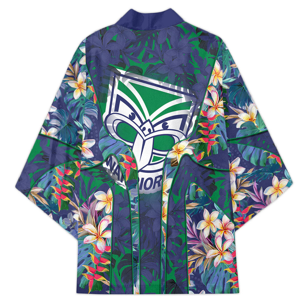 New Zealand Warriors Kimono Tropical Polynesian Floral Pattern With Green And Blue Accents