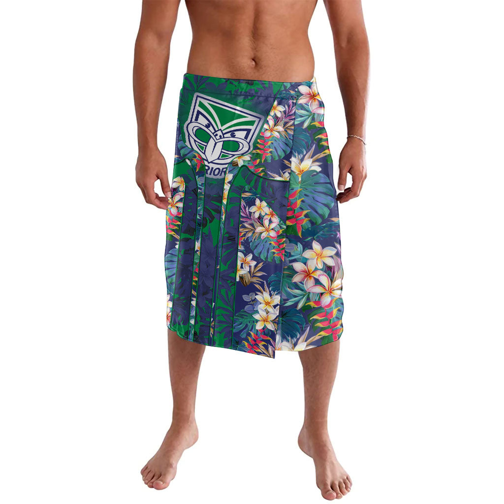 New Zealand Warriors Lavalava Tropical Polynesian Floral Pattern With Green And Blue Accents