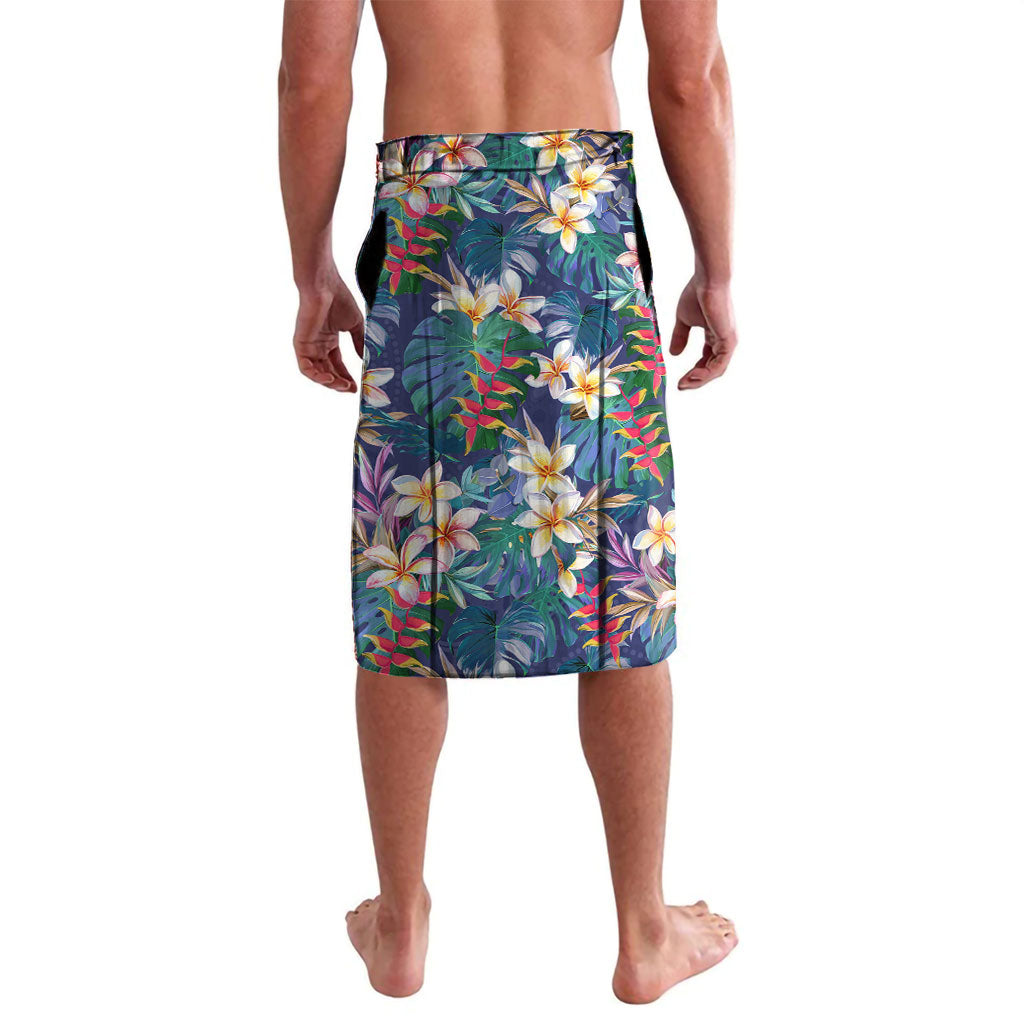 New Zealand Warriors Lavalava Tropical Polynesian Floral Pattern With Green And Blue Accents