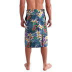 New Zealand Warriors Lavalava Tropical Polynesian Floral Pattern With Green And Blue Accents