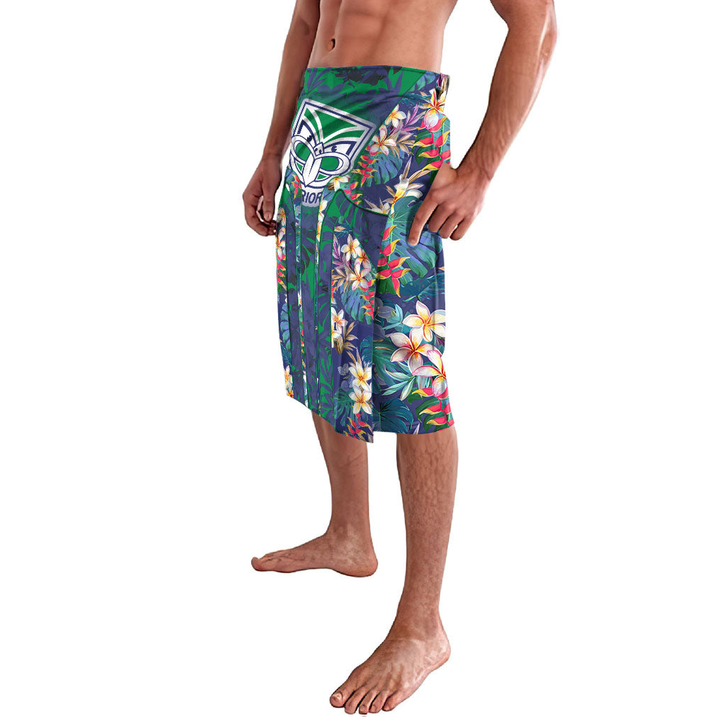 New Zealand Warriors Lavalava Tropical Polynesian Floral Pattern With Green And Blue Accents