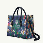 New Zealand Warriors Leather Bag Tropical Polynesian Floral Pattern With Green And Blue Accents