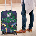 New Zealand Warriors Luggage Cover Tropical Polynesian Floral Pattern With Green And Blue Accents