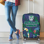 New Zealand Warriors Luggage Cover Tropical Polynesian Floral Pattern With Green And Blue Accents