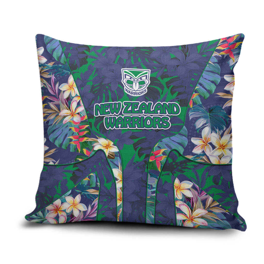 New Zealand Warriors Pillow Cover Tropical Polynesian Floral Pattern With Green And Blue Accents