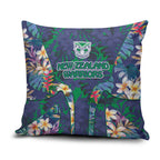 New Zealand Warriors Pillow Cover Tropical Polynesian Floral Pattern With Green And Blue Accents