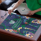 New Zealand Warriors Puzzle Tropical Polynesian Floral Pattern With Green And Blue Accents
