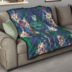 New Zealand Warriors Quilt Tropical Polynesian Floral Pattern With Green And Blue Accents