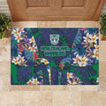 New Zealand Warriors Rubber Doormat Tropical Polynesian Floral Pattern With Green And Blue Accents