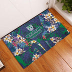 New Zealand Warriors Rubber Doormat Tropical Polynesian Floral Pattern With Green And Blue Accents