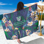 New Zealand Warriors Sarong Tropical Polynesian Floral Pattern With Green And Blue Accents