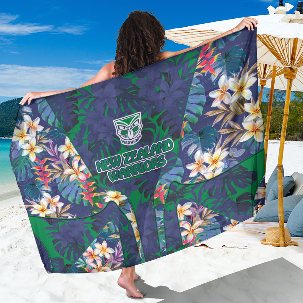 New Zealand Warriors Sarong Tropical Polynesian Floral Pattern With Green And Blue Accents