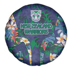 New Zealand Warriors Spare Tire Cover Tropical Polynesian Floral Pattern With Green And Blue Accents