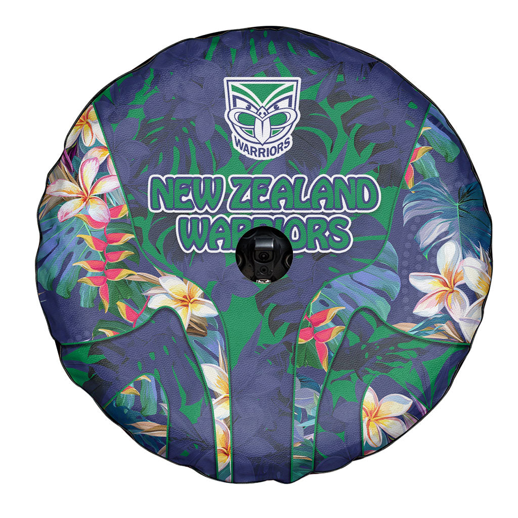 New Zealand Warriors Spare Tire Cover Tropical Polynesian Floral Pattern With Green And Blue Accents