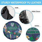 New Zealand Warriors Spare Tire Cover Tropical Polynesian Floral Pattern With Green And Blue Accents