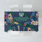 New Zealand Warriors Tablecloth Tropical Polynesian Floral Pattern With Green And Blue Accents