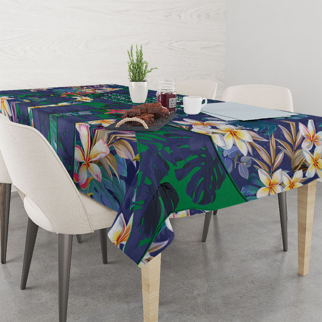 New Zealand Warriors Tablecloth Tropical Polynesian Floral Pattern With Green And Blue Accents