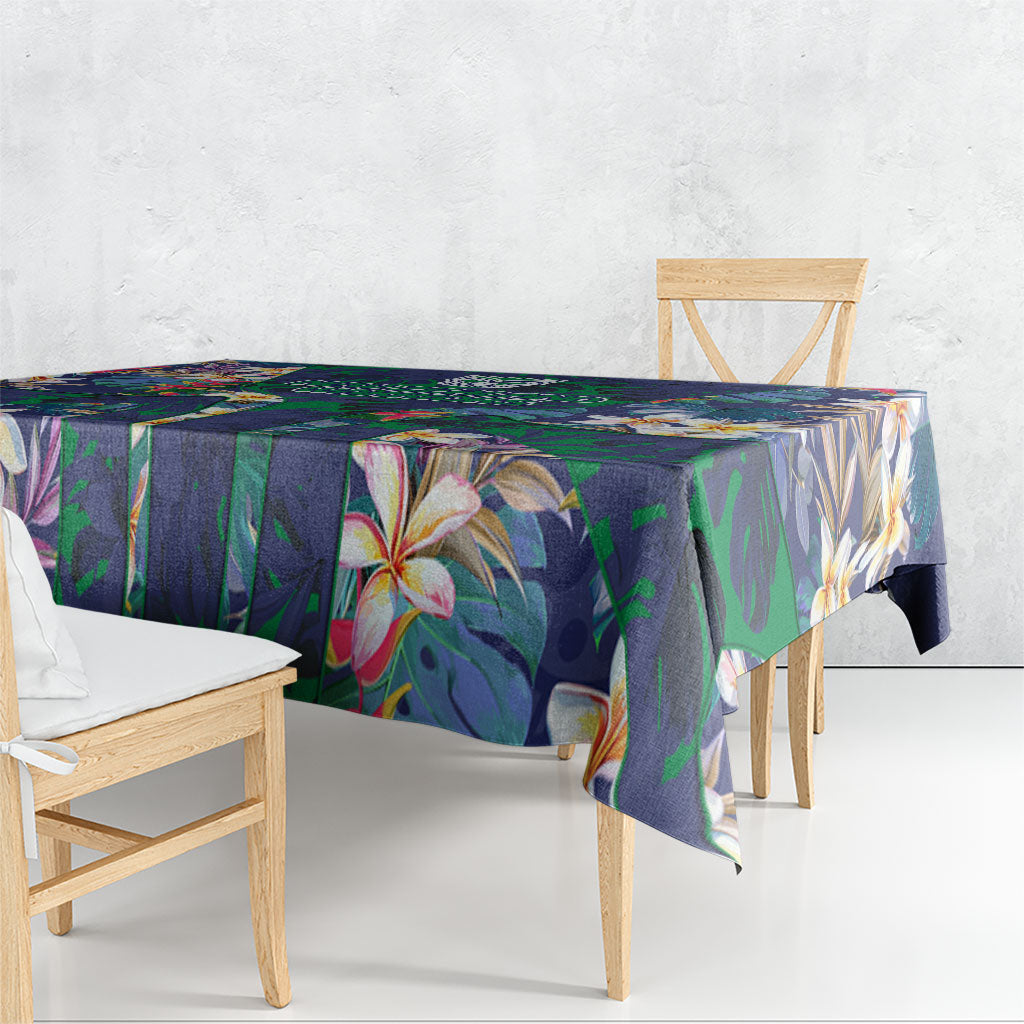 New Zealand Warriors Tablecloth Tropical Polynesian Floral Pattern With Green And Blue Accents