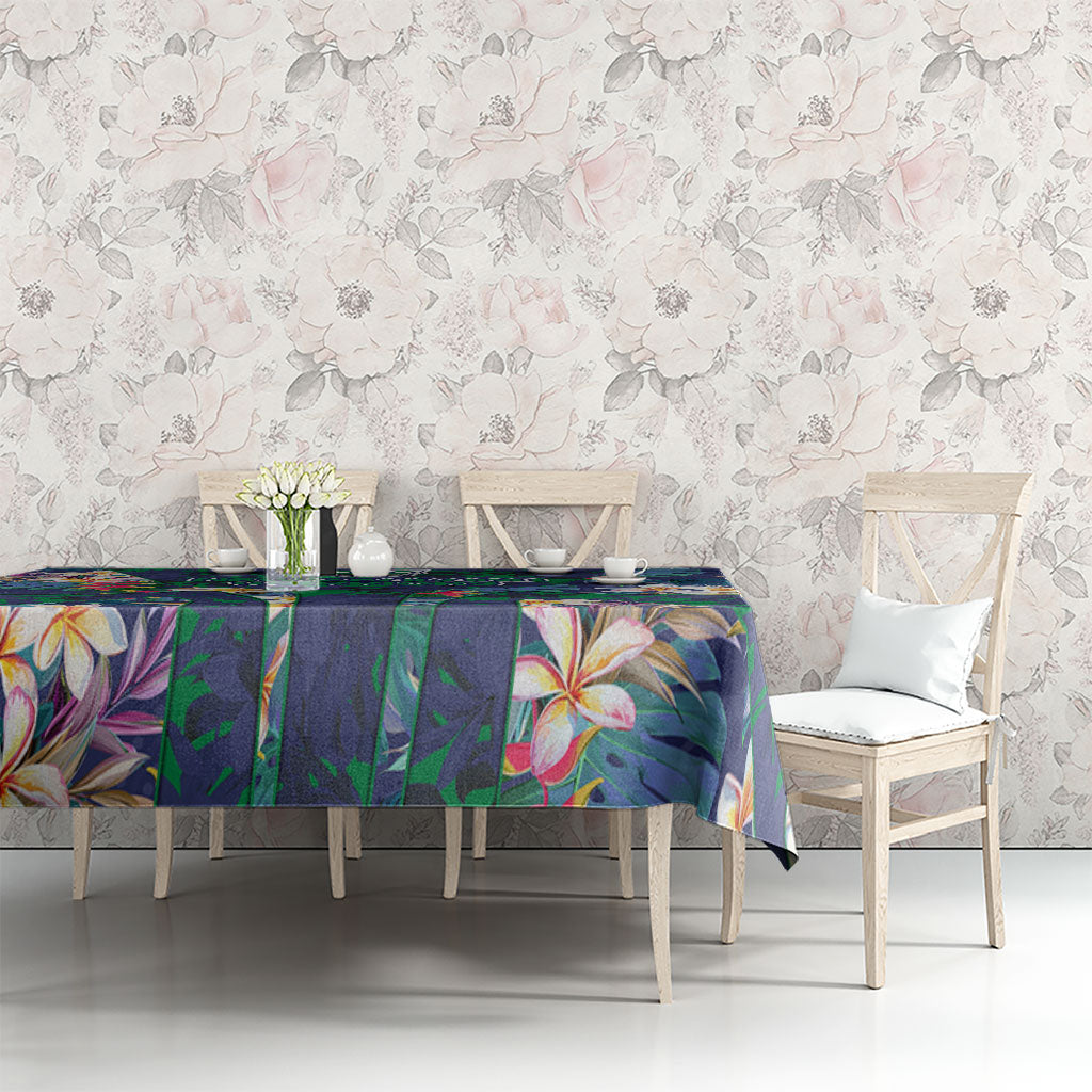 New Zealand Warriors Tablecloth Tropical Polynesian Floral Pattern With Green And Blue Accents
