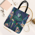 New Zealand Warriors Tote Bag Tropical Polynesian Floral Pattern With Green And Blue Accents