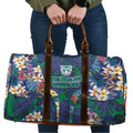 New Zealand Warriors Travel Bag Tropical Polynesian Floral Pattern With Green And Blue Accents
