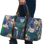 New Zealand Warriors Travel Bag Tropical Polynesian Floral Pattern With Green And Blue Accents