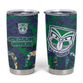 New Zealand Warriors Tumbler Cup Tropical Polynesian Floral Pattern With Green And Blue Accents