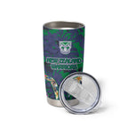New Zealand Warriors Tumbler Cup Tropical Polynesian Floral Pattern With Green And Blue Accents